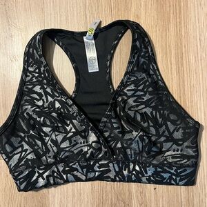 Black and Gray Patterned Sports Bra